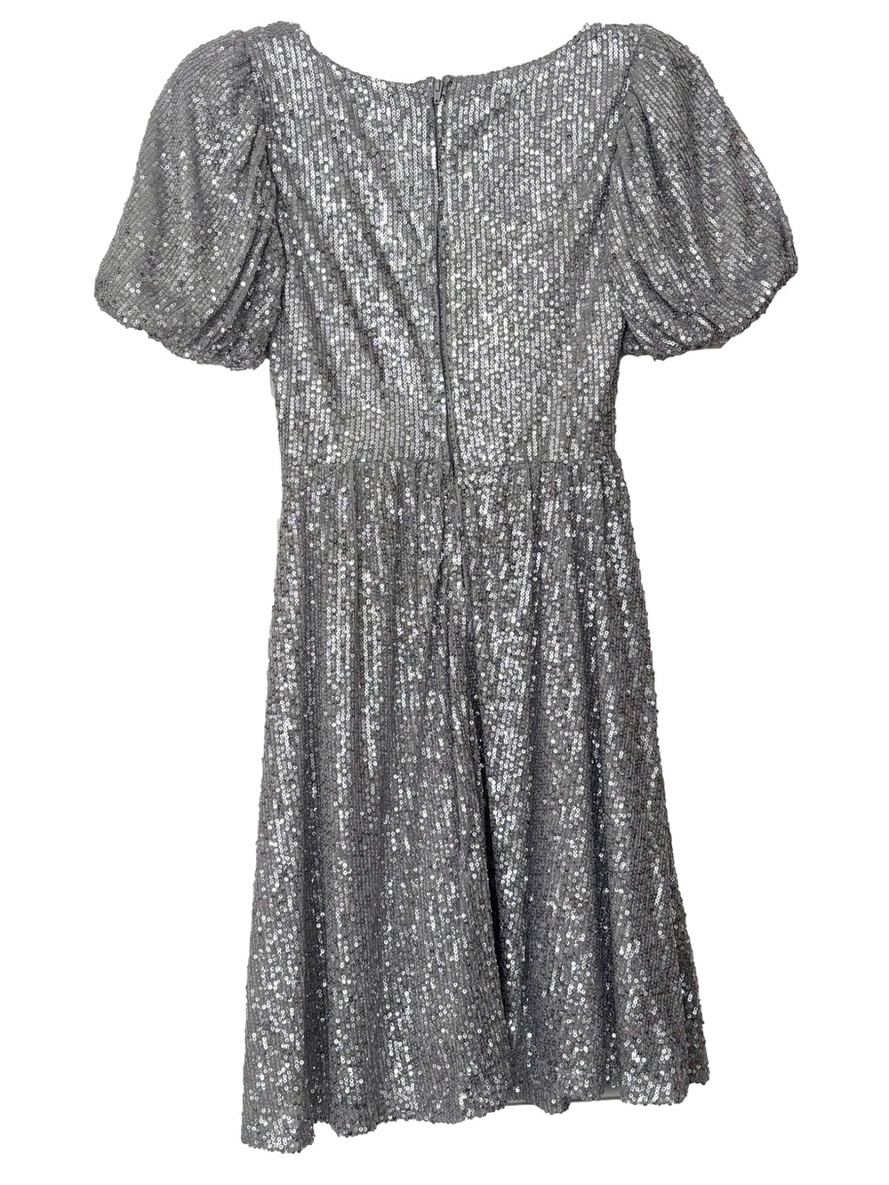 SO Silver Sequin Puff-Sleeve Mini Dress - Picture 3 of 7
